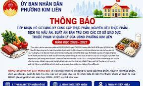 THÔNG BÁO TIẾP NHẬN HỒ SƠ ĐĂNG KÝ CUNG CẤP THỰC PHẨM - NĂM HỌC 2026 - 2027